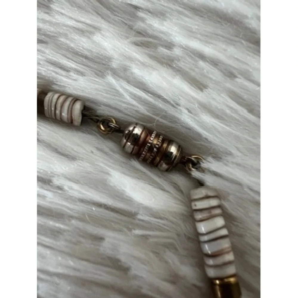 Handmade Shell Heishi Bead Bracelet Unisex 7.5